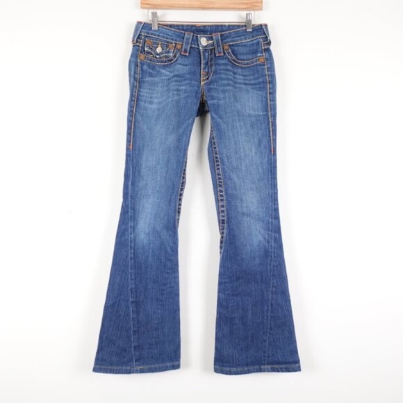 True Religion Joey Big T Jeans Women's 27 Low Rise Flare Bell Bottom Made in USA - Picture 1 of 10
